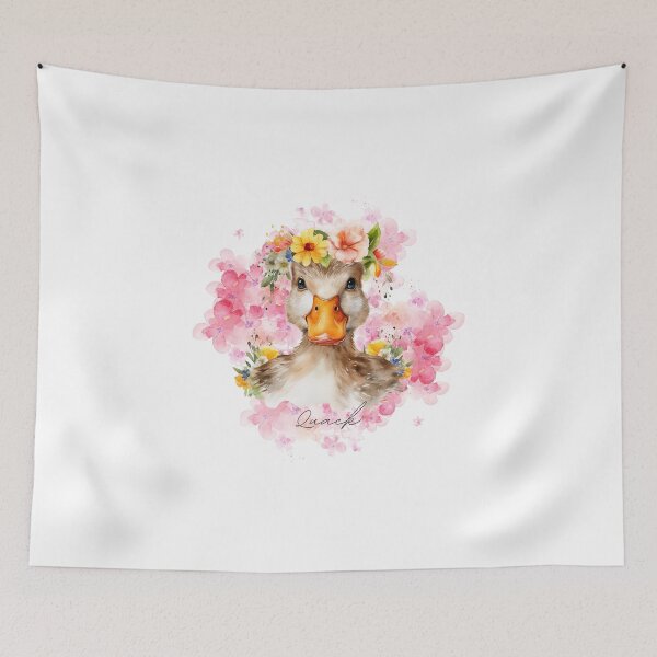 Item preview, Watercolor Spring Floral Cottagecore Duck  designed and sold by P3113creates.