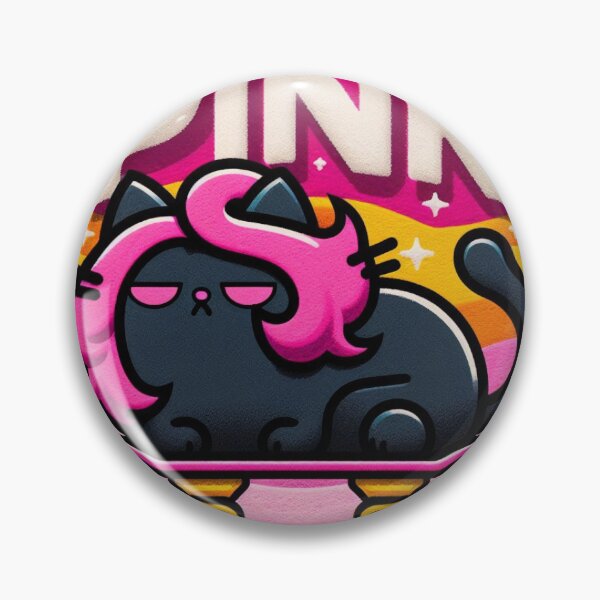 Item preview, Black Kawaii Cat on Skateboard with Pink Hair designed and sold by GALUMARKET.
