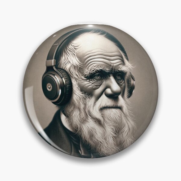 Item preview, Charles Darwin with Headphones designed and sold by Lane L. Mälkin Design.