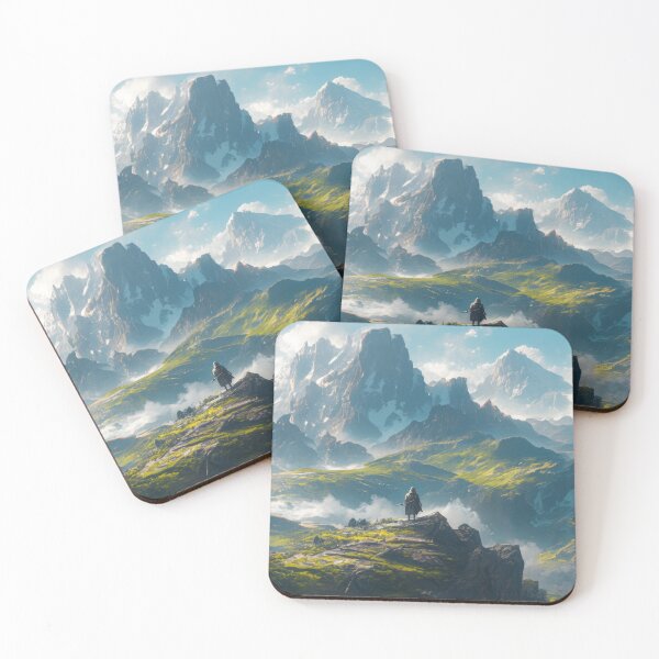 Item preview, Sublime view: A hiker against the backdrop of mighty mountains designed and sold by PinkisCreations.