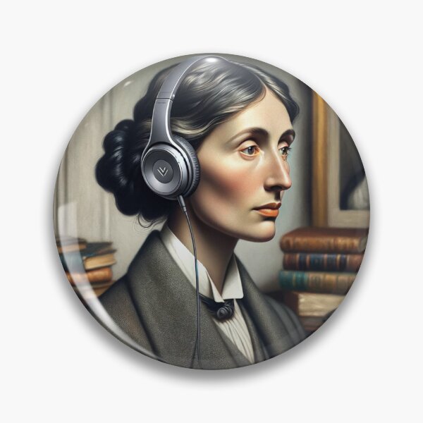 Item preview, Virginia Woolf with Headphones  designed and sold by Lane L. Mälkin Design.