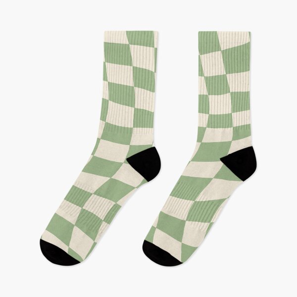 Item preview, Green and Cream Distorted Warped Checkerboard Pattern I designed and sold by velvetearth.
