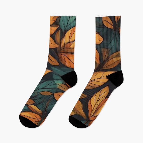 Item preview, Orange Green Leaves Cottagecore Seamless Pattern designed and sold by momosstyle.