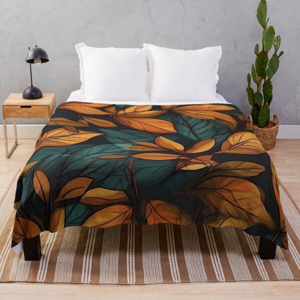 Item preview, Orange Green Leaves Cottagecore Seamless Pattern designed and sold by momosstyle.