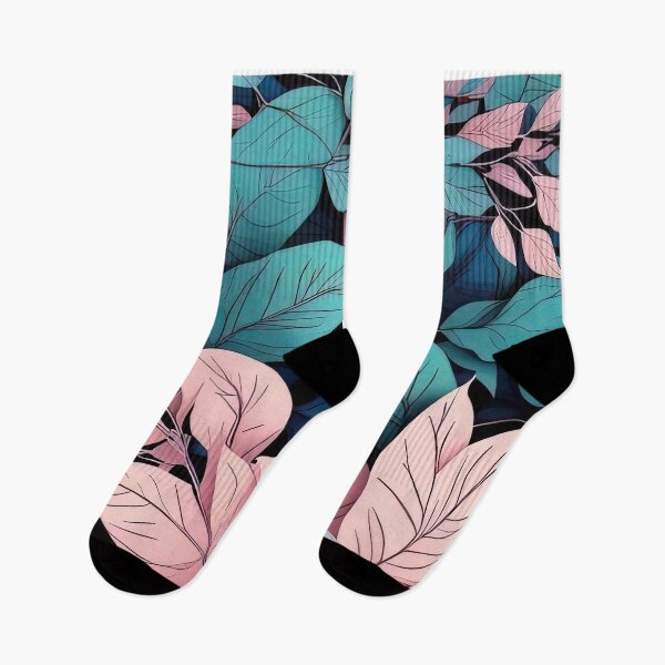 Item preview, Pink Blue Leaves Cottagecore Seamless Pattern designed and sold by momosstyle.