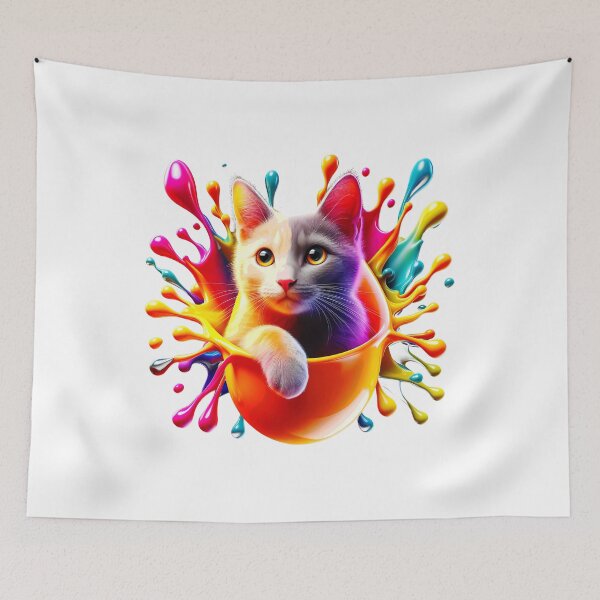 Item preview, Cute Kitty Cat In Splash Vibrant Colored Paint  designed and sold by Tamer ⭐⭐⭐⭐⭐.
