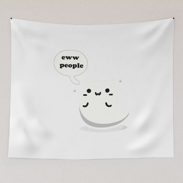 Item preview, eww people,ew people,ghost Charming Introvert Cat,Speech Bubble designed and sold by toobel.
