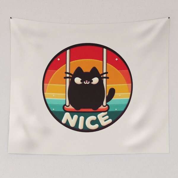 Item preview, Cute Black Cat on Swing designed and sold by GALUMARKET.