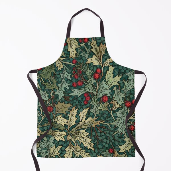 Item preview, Green Leaves Red Flowers Cottegecore Pattern designed and sold by momosstyle.