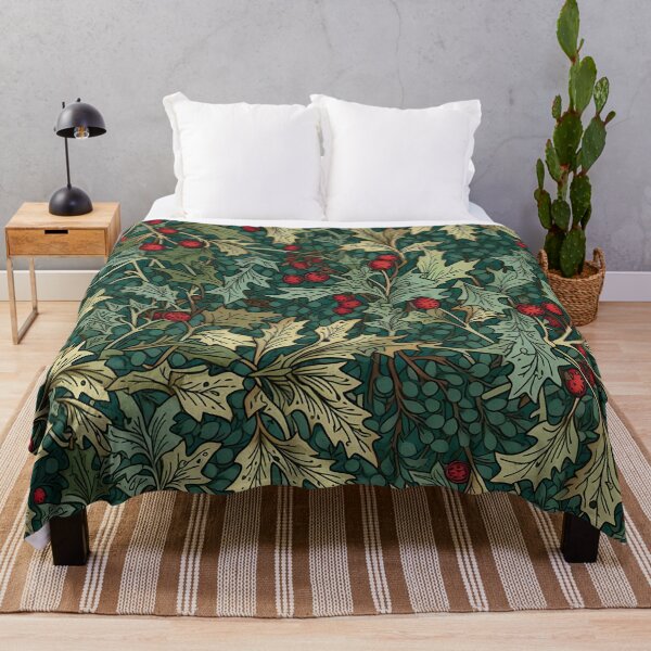 Item preview, Green Leaves Red Flowers Cottegecore Pattern designed and sold by momosstyle.