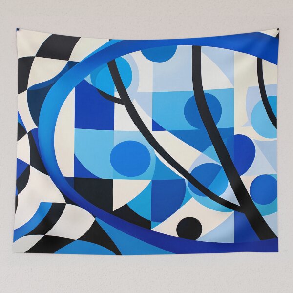Aperçu de l'œuvre Blue white black Dynamic Blue Game créée et vendue par DeMuurdecoratie.