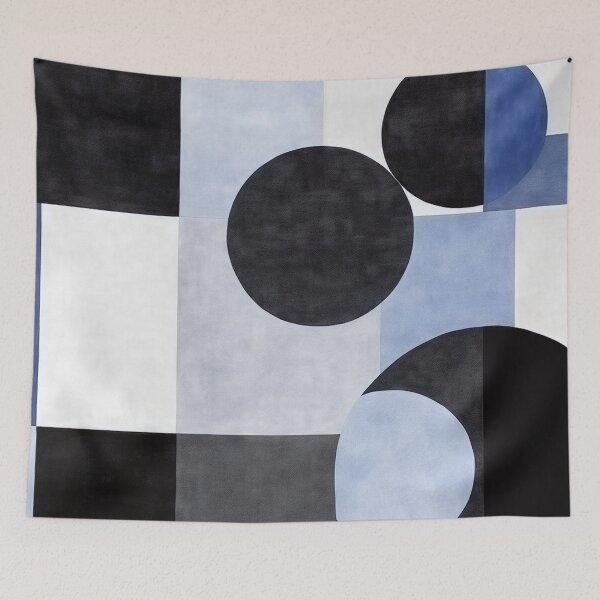 Item preview, Blue circels Circles and Squares Blue designed and sold by DeMuurdecoratie.