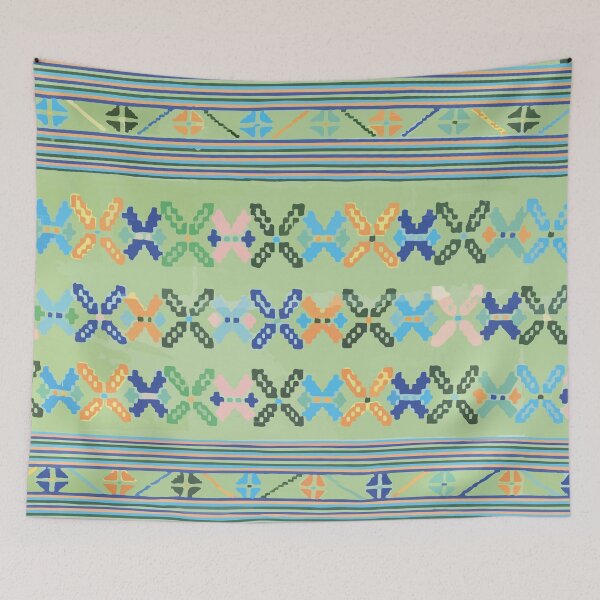Item preview, Mexican embroidery textile folk art jade embroidery maximalist decor  designed and sold by T-Mex.