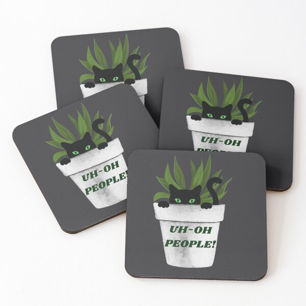 Item preview, Uh-oh People, Black Cat in a Potted Plant designed and sold by The Introvert's Press.