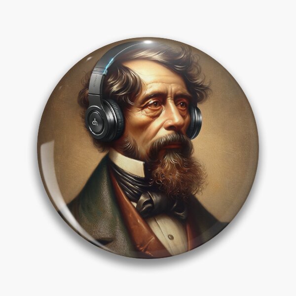 Item preview, Charles Dickens with Headphones designed and sold by Lane L. Mälkin Design.