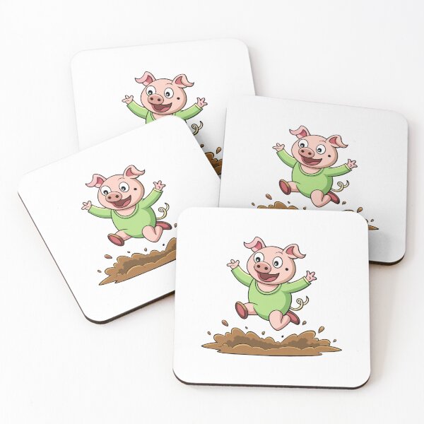 Item preview, Joyful Pig Frolicking in Mud - Whimsical Animal Art Print designed and sold by iwcus.