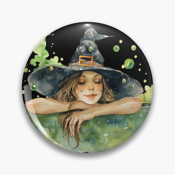 Item preview, Sweet witch relaxing in the herbal bath watercolor designed and sold by sandysign.