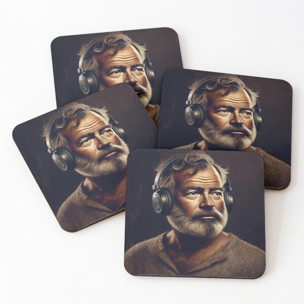 Item preview, Ernest Hemingway with Headphones designed and sold by Lane L. Mälkin Design.