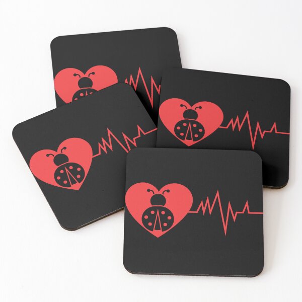 Item preview, Heart EKG Ladybug heartbeat insect lover entomophile designed and sold by MumMadeDesigns.