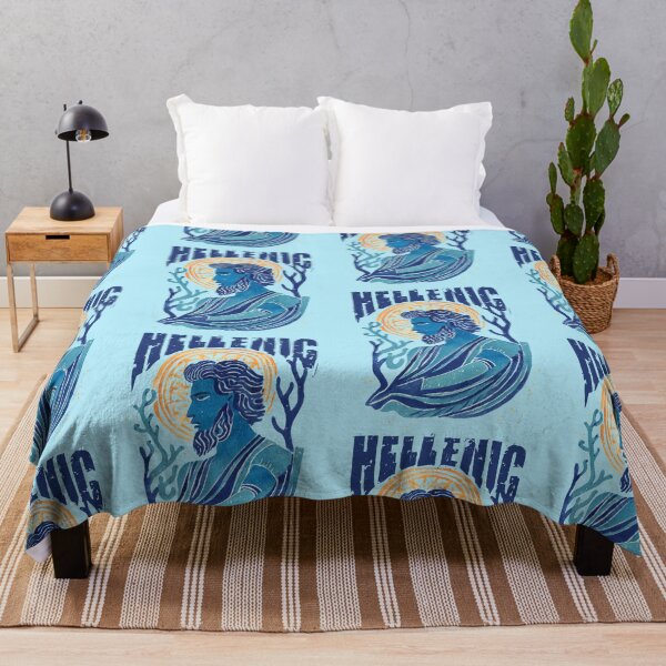Item preview, boho linoleum print style traditional Hellenic fabric pattern design designed and sold by ironpalette.