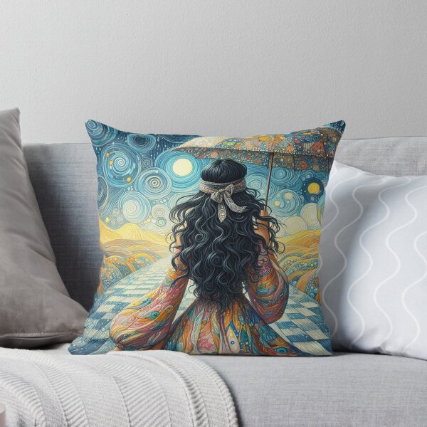 Item preview, Dark Haired Woman with Umbrella designed and sold by HarmonyandSage.