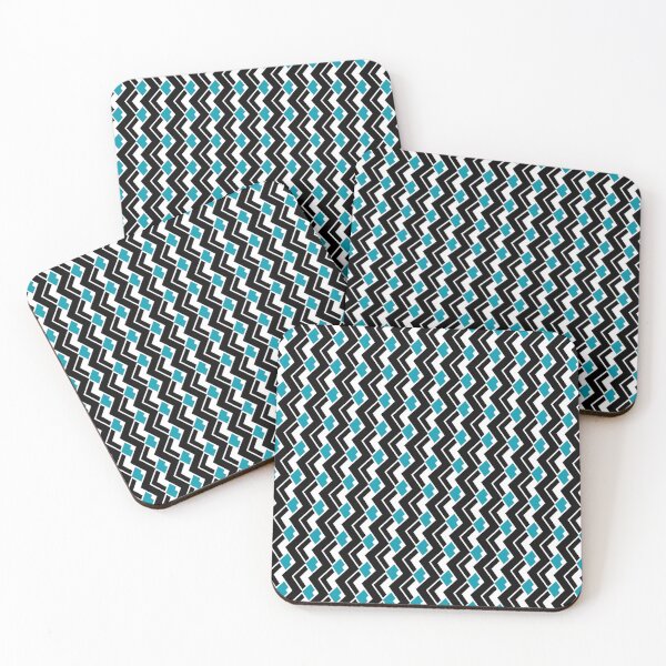 Item preview, Black & Teal Layered Repeating Triangles Unlimited Ornaments Pattern designed and sold by Alchemy-A-La-G.