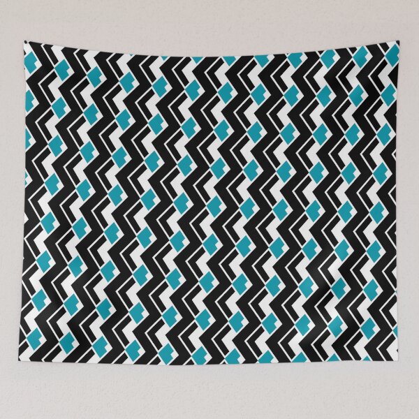 Item preview, Black & Teal Layered Repeating Triangles Unlimited Ornaments Pattern designed and sold by Alchemy-A-La-G.