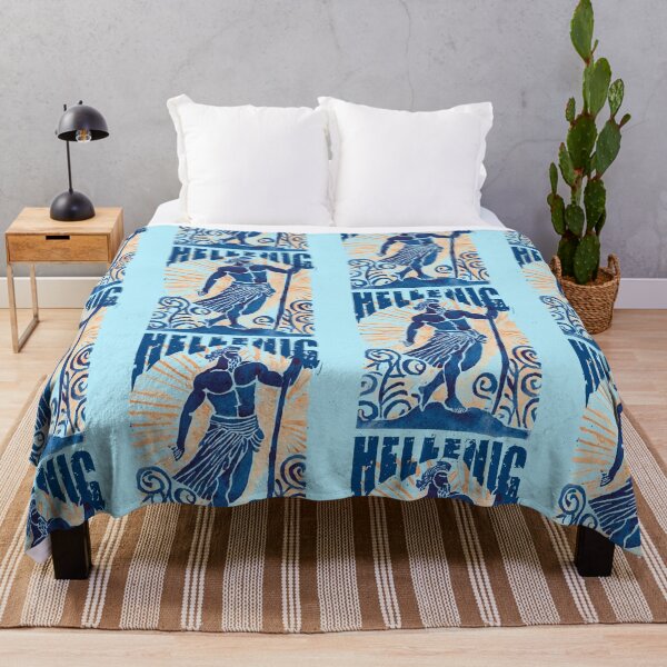 Item preview, boho linoleum print style traditional Hellenic fabric pattern design designed and sold by ironpalette.