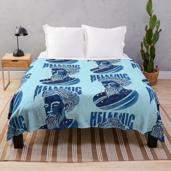Item preview, boho linoleum print style traditional Hellenic fabric pattern design designed and sold by ironpalette.