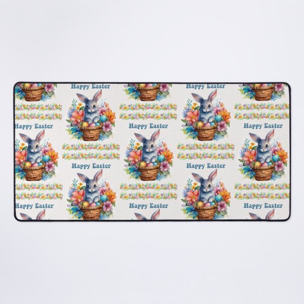 Item preview, Easter card with watercolor Cute Easter Bunny in easter basket with easter eggs and flowers designed and sold by Createya.