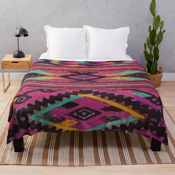 Item preview, Magenta aztec embroidery maximalist decor chevron folk art designed and sold by T-Mex.