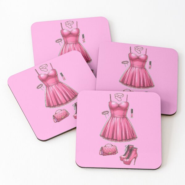 Artikelvorschau, Rosa Cocktailkleid - Modezeichnung entworfen und verkauft von AmberRoseWrites.