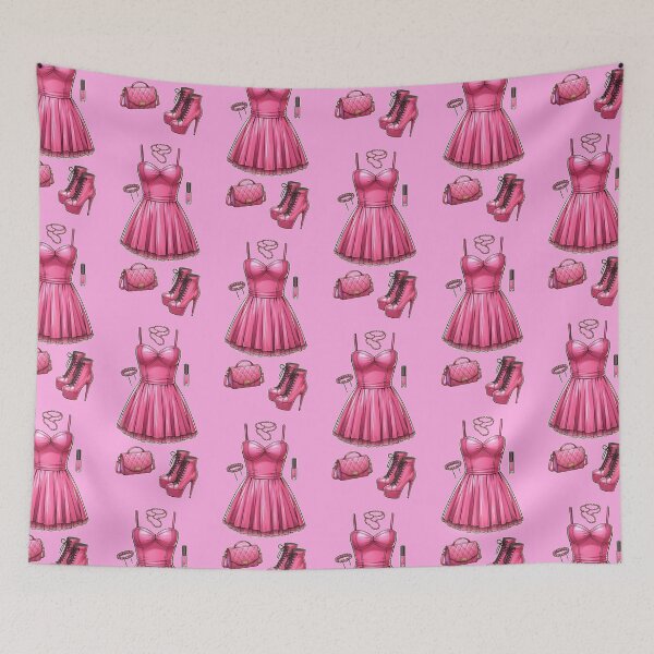 Artikelvorschau, Rosa Cocktailkleid - Modezeichnung entworfen und verkauft von AmberRoseWrites.