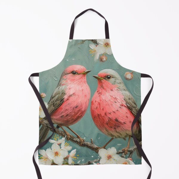 Item preview, Pink robin birds perching on a branch of cherry blossom tree designed and sold by sereneprint.