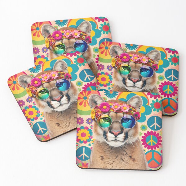 Item preview, Retro Vintage Mountain Lion Peace 1960's Design designed and sold by HippieFarms11.