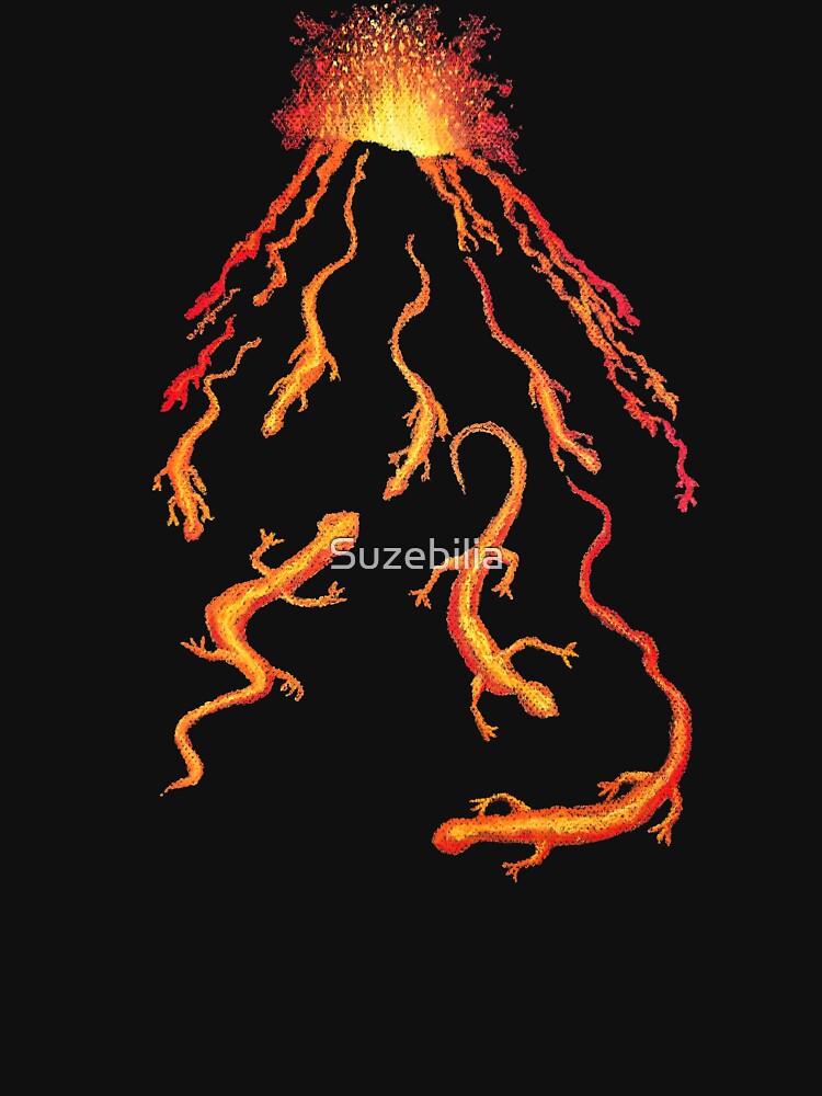 Thumbnail 3 of 3, Fitted V-Neck T-Shirt, Flaming Lava Lizards designed and sold by Suzebilia.