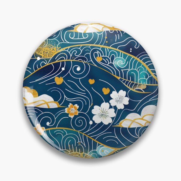 Item preview, Dancing Flowers on Seigaiha Waves designed and sold by chi3-jp.