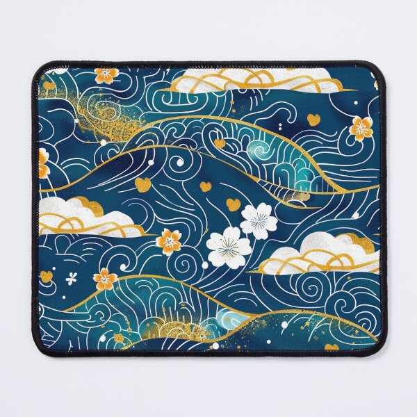Item preview, Dancing Flowers on Seigaiha Waves designed and sold by chi3-jp.