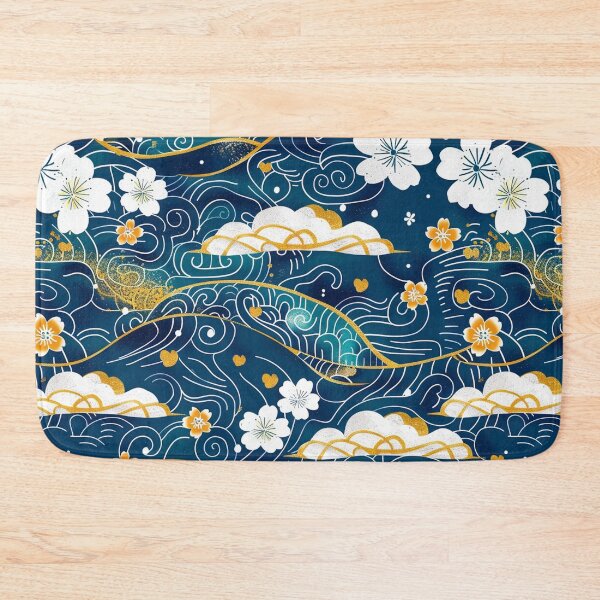 Item preview, Dancing Flowers on Seigaiha Waves designed and sold by chi3-jp.