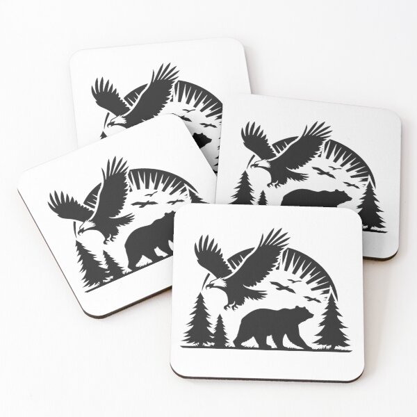 Item preview, Bear and Eagle Silhoutte| Wild Animals | Silhoutte Animals designed and sold by SnuggleSafari.