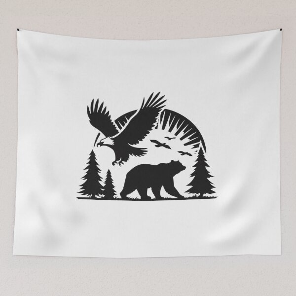 Item preview, Bear and Eagle Silhoutte| Wild Animals | Silhoutte Animals designed and sold by SnuggleSafari.