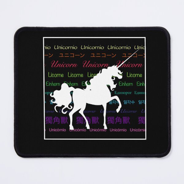 Item preview, Black unicorn in square, color text different languages designed and sold by alexmenar.