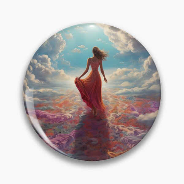 Item preview, A woman walking on a swirling carpet into the sky. designed and sold by ArtbyJanineTate.