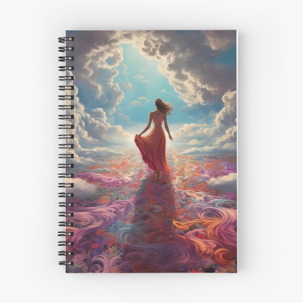 Item preview, A woman walking on a swirling carpet into the sky. designed and sold by ArtbyJanineTate.