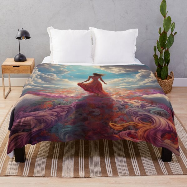 Item preview, A woman walking on a swirling carpet into the sky. designed and sold by ArtbyJanineTate.