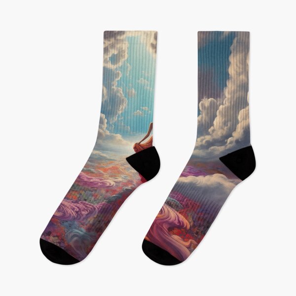 Item preview, A woman walking on a swirling carpet into the sky. designed and sold by ArtbyJanineTate.