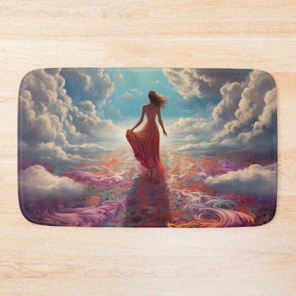 Item preview, A woman walking on a swirling carpet into the sky. designed and sold by ArtbyJanineTate.