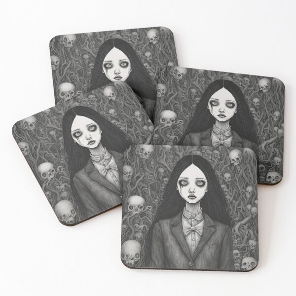 Item preview, Spooky girl with skulls designed and sold by matildelestrang.
