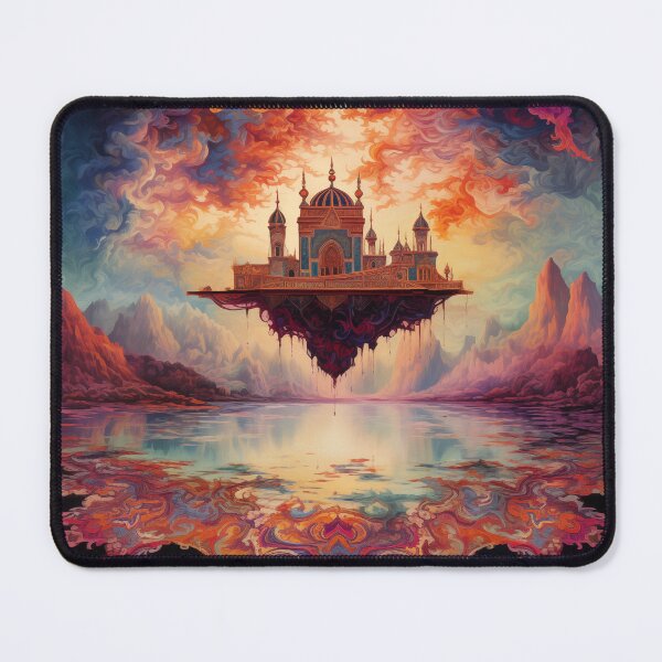 Item preview, Magical palace in the sky above fantasy landscape. designed and sold by ArtbyJanineTate.
