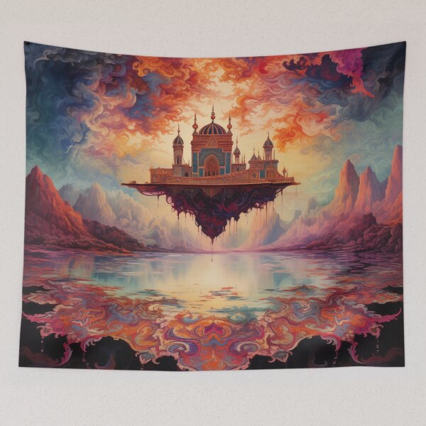 Item preview, Magical palace in the sky above fantasy landscape. designed and sold by ArtbyJanineTate.